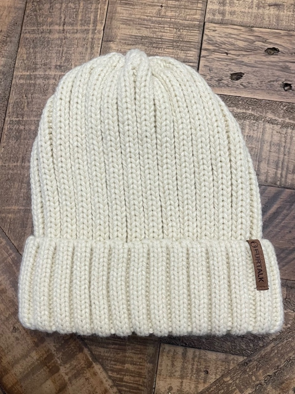 Furtalk Ribbed Knit Beanie with Cuff